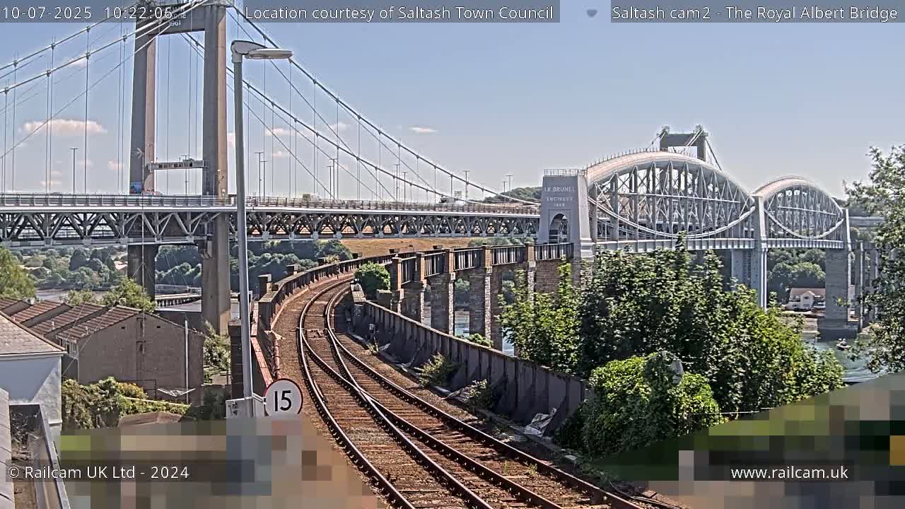 Saltash,  The Royal Albert Railway Bridge & Tamar Bridge / River Live Cam - Cornwall, South West, England, United Kingdom