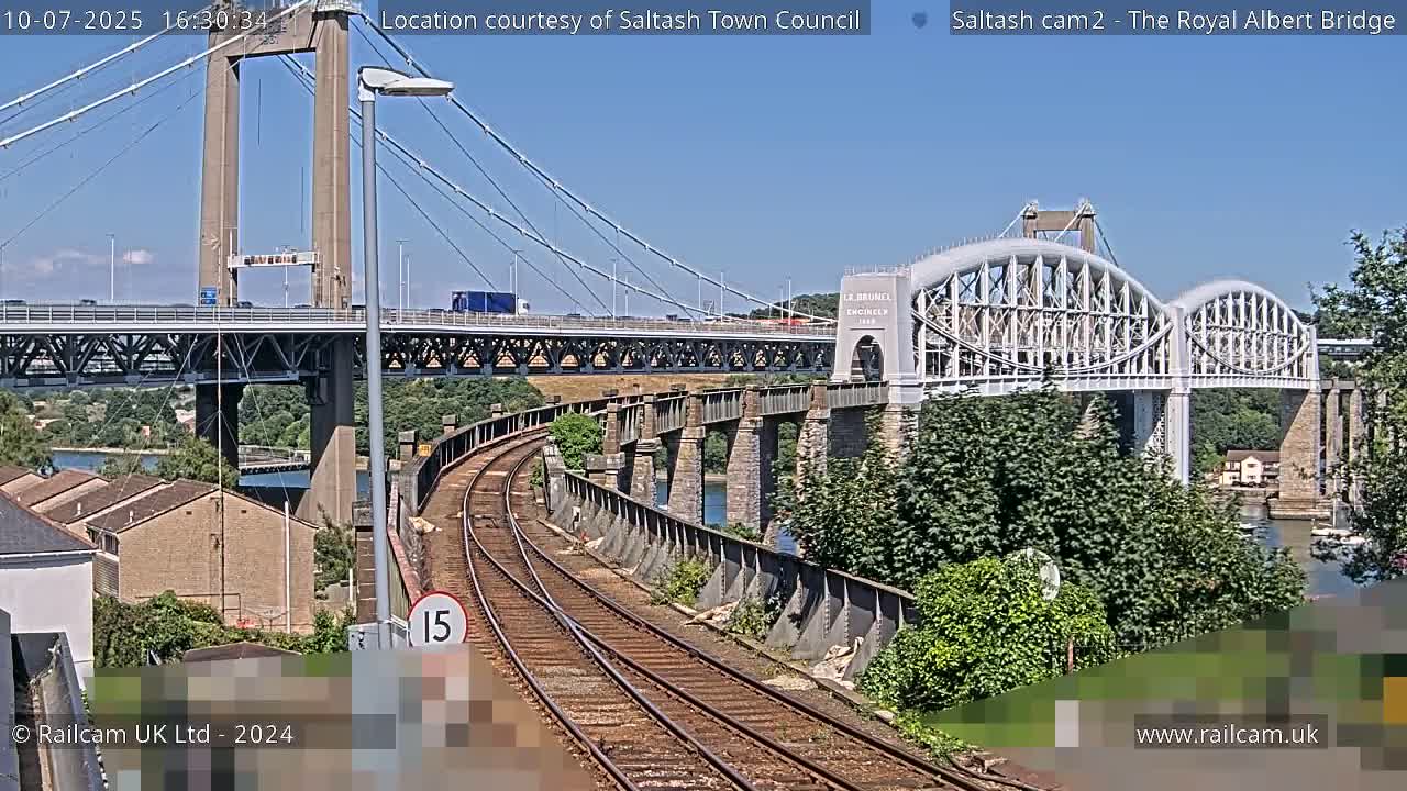 Saltash,  The Royal Albert Railway Bridge & Tamar Bridge / River Live Cam - Cornwall, South West, England, United Kingdom