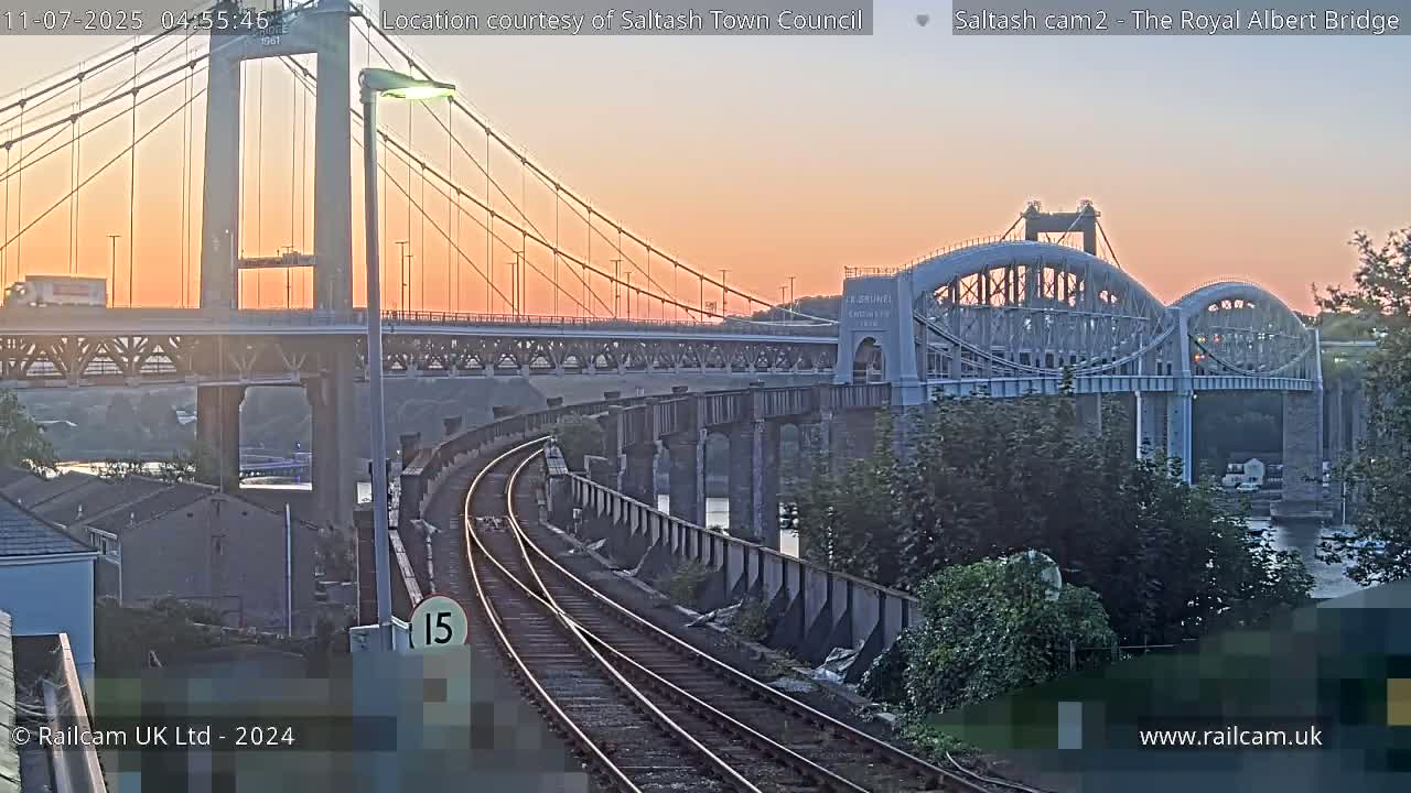 Saltash,  The Royal Albert Railway Bridge & Tamar Bridge / River Live Cam - Cornwall, South West, England, United Kingdom