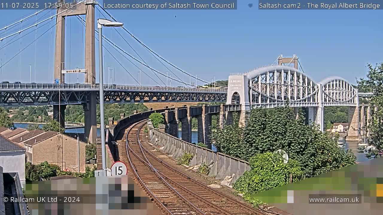 Saltash,  The Royal Albert Railway Bridge & Tamar Bridge / River Live Cam - Cornwall, South West, England, United Kingdom