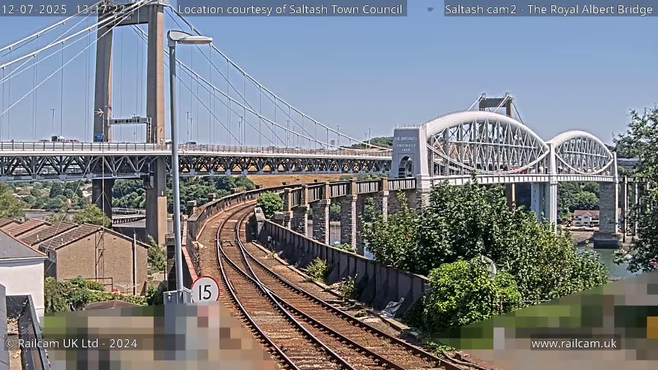 Saltash,  The Royal Albert Railway Bridge & Tamar Bridge / River Live Cam - Cornwall, South West, England, United Kingdom