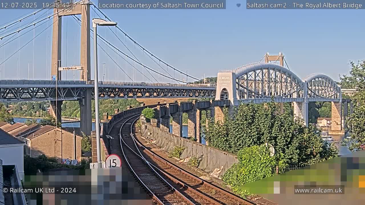 Saltash,  The Royal Albert Railway Bridge & Tamar Bridge / River Live Cam - Cornwall, South West, England, United Kingdom