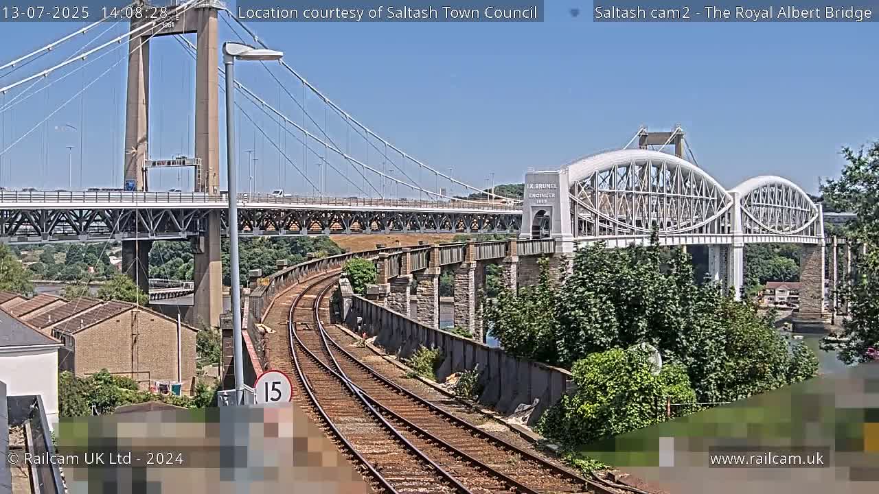 Saltash,  The Royal Albert Railway Bridge & Tamar Bridge / River Live Cam - Cornwall, South West, England, United Kingdom