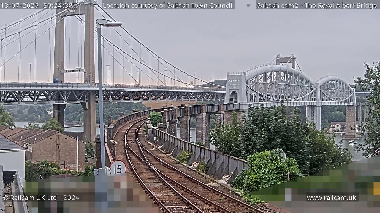 Saltash,  The Royal Albert Railway Bridge & Tamar Bridge / River Live Cam - Cornwall, South West, England, United Kingdom