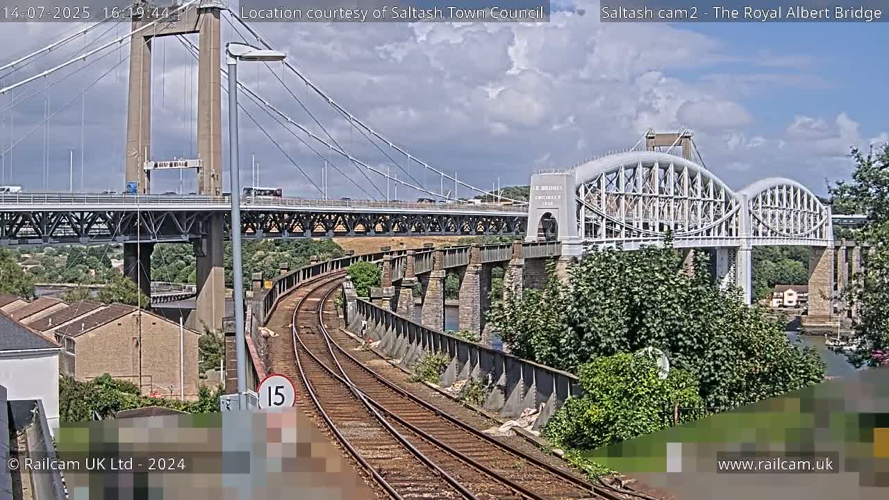 Saltash,  The Royal Albert Railway Bridge & Tamar Bridge / River Live Cam - Cornwall, South West, England, United Kingdom