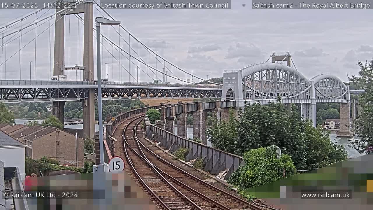 Saltash,  The Royal Albert Railway Bridge & Tamar Bridge / River Live Cam - Cornwall, South West, England, United Kingdom