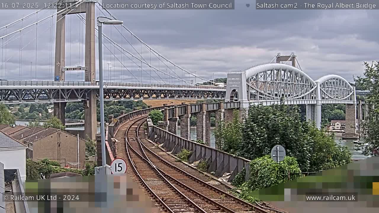 Saltash,  The Royal Albert Railway Bridge & Tamar Bridge / River Live Cam - Cornwall, South West, England, United Kingdom