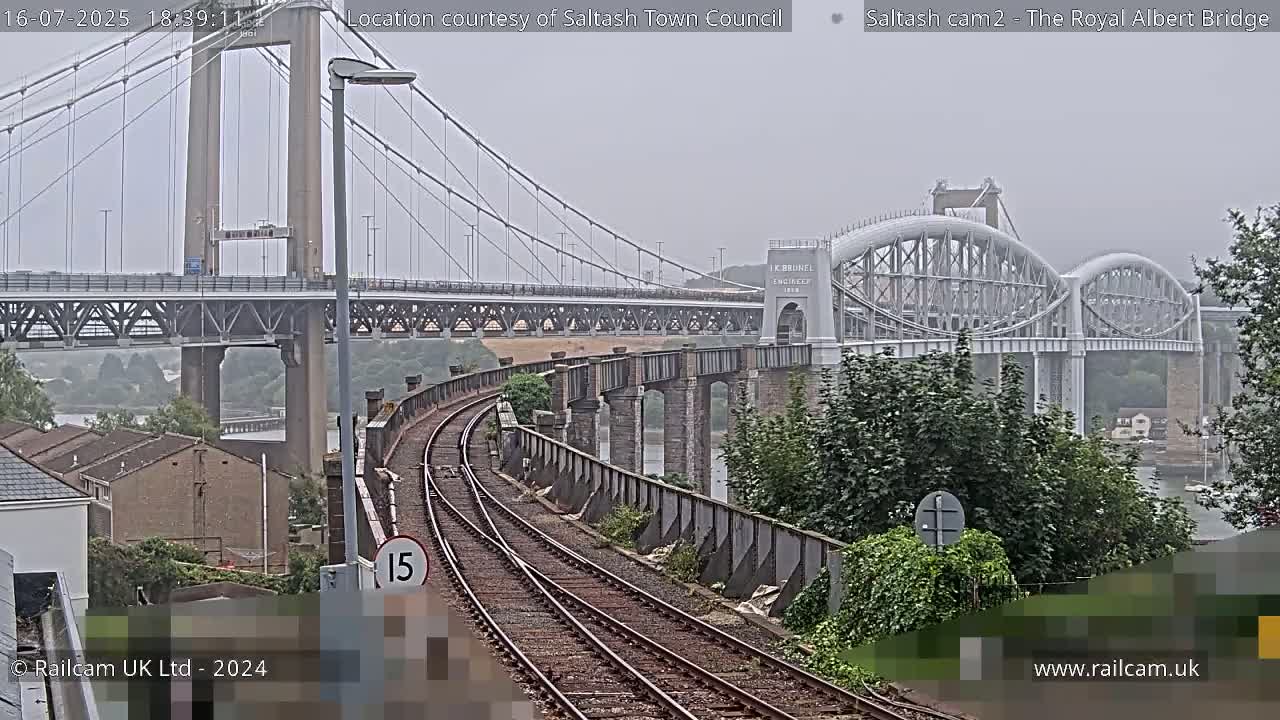 Saltash,  The Royal Albert Railway Bridge & Tamar Bridge / River Live Cam - Cornwall, South West, England, United Kingdom