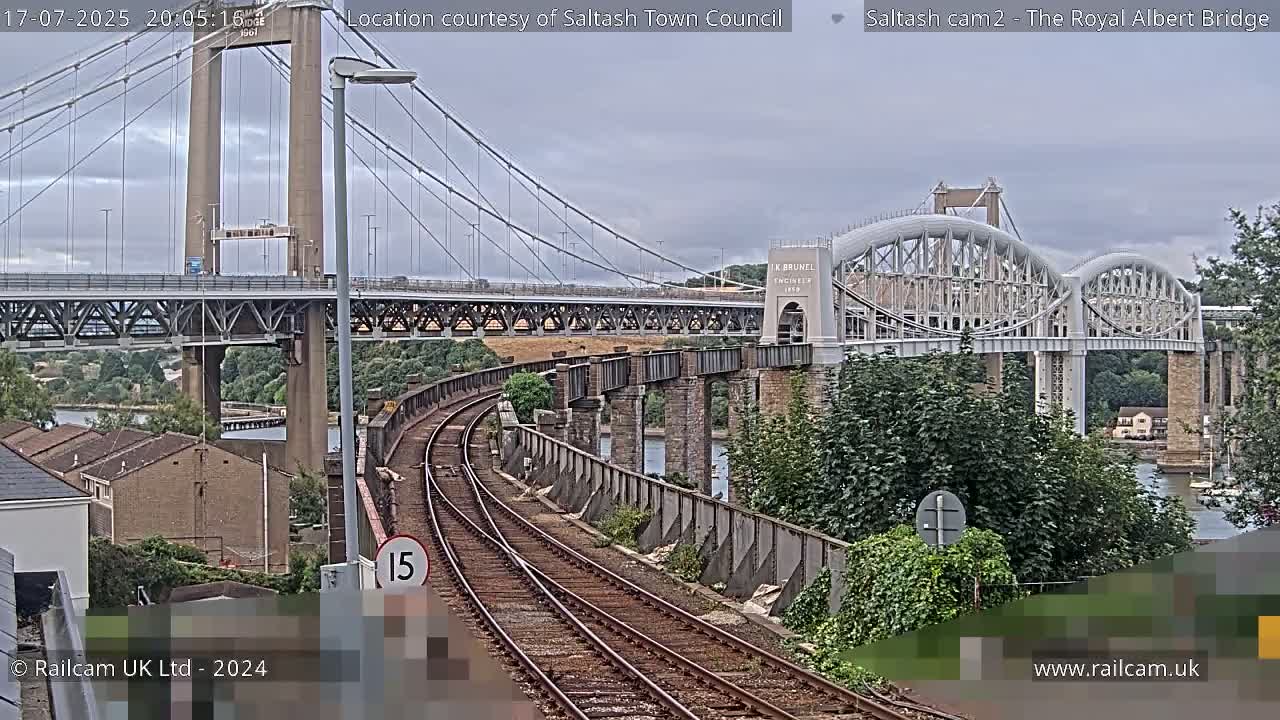 Saltash,  The Royal Albert Railway Bridge & Tamar Bridge / River Live Cam - Cornwall, South West, England, United Kingdom
