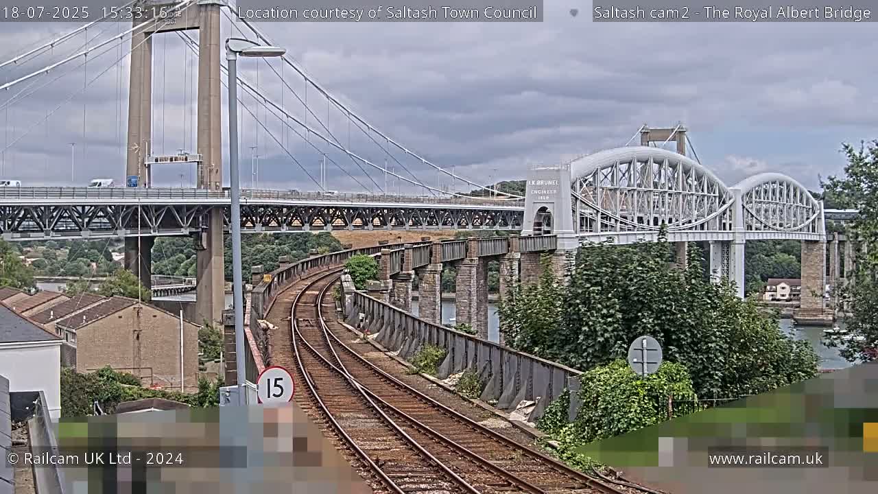 Saltash,  The Royal Albert Railway Bridge & Tamar Bridge / River Live Cam - Cornwall, South West, England, United Kingdom