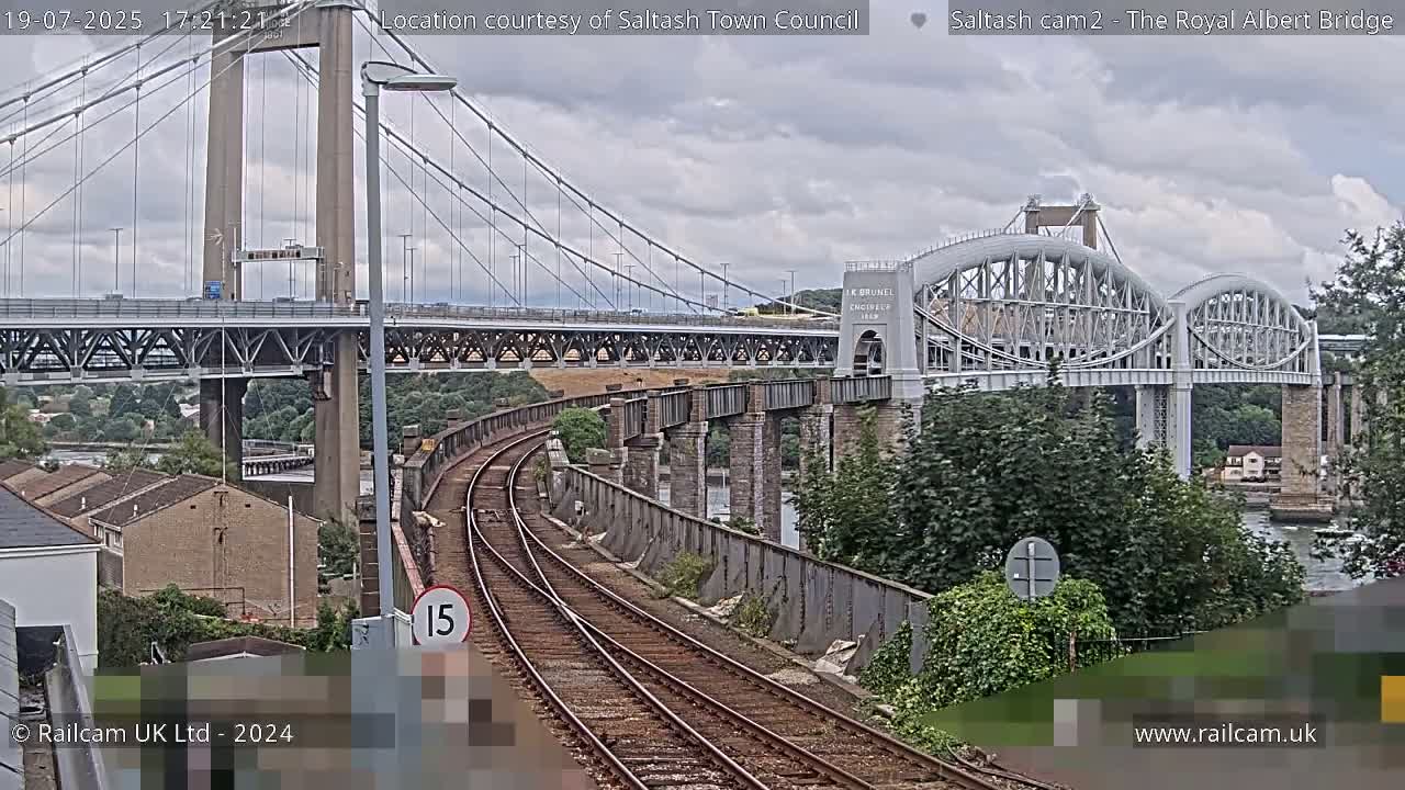 Saltash,  The Royal Albert Railway Bridge & Tamar Bridge / River Live Cam - Cornwall, South West, England, United Kingdom