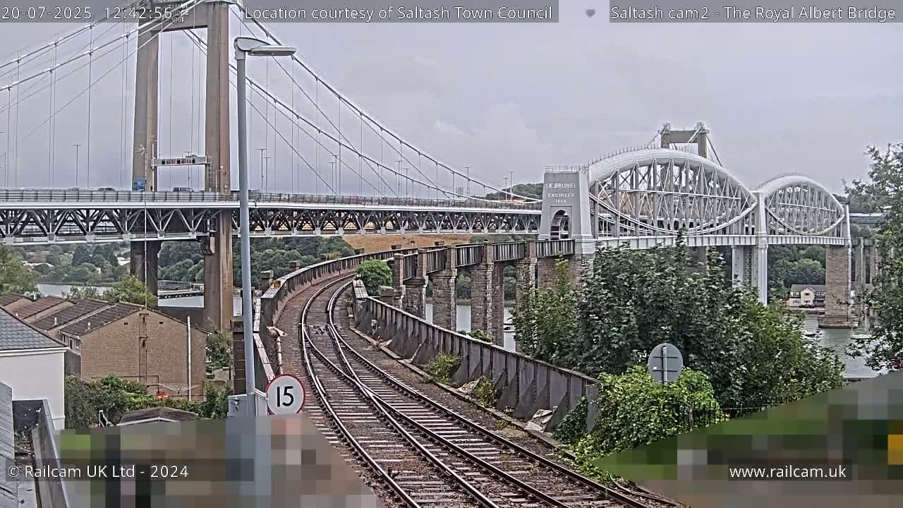 Saltash,  The Royal Albert Railway Bridge & Tamar Bridge / River Live Cam - Cornwall, South West, England, United Kingdom
