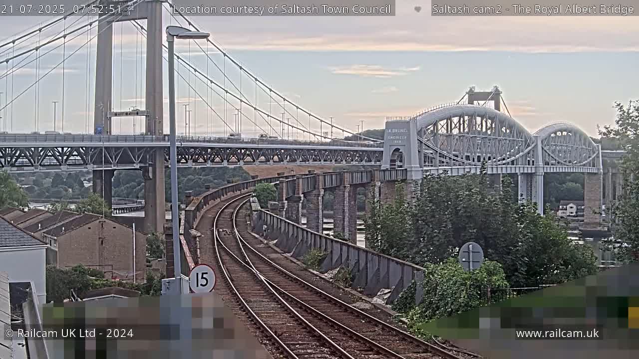 Saltash,  The Royal Albert Railway Bridge & Tamar Bridge / River Live Cam - Cornwall, South West, England, United Kingdom