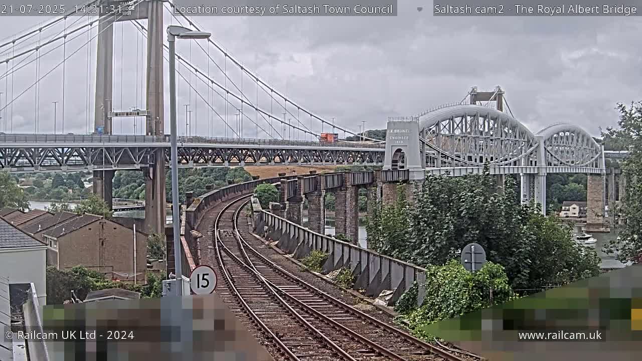Saltash,  The Royal Albert Railway Bridge & Tamar Bridge / River Live Cam - Cornwall, South West, England, United Kingdom
