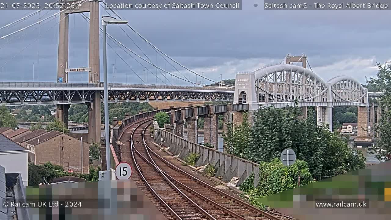 Saltash,  The Royal Albert Railway Bridge & Tamar Bridge / River Live Cam - Cornwall, South West, England, United Kingdom