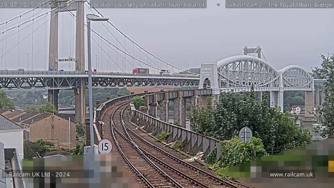 Saltash,  The Royal Albert Railway Bridge & Tamar Bridge / River Live Cam - Cornwall, South West, England, United Kingdom