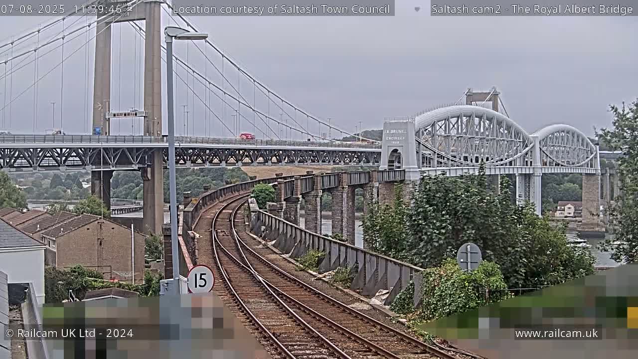 Saltash,  The Royal Albert Railway Bridge & Tamar Bridge / River Live Cam - Cornwall, South West, England, United Kingdom