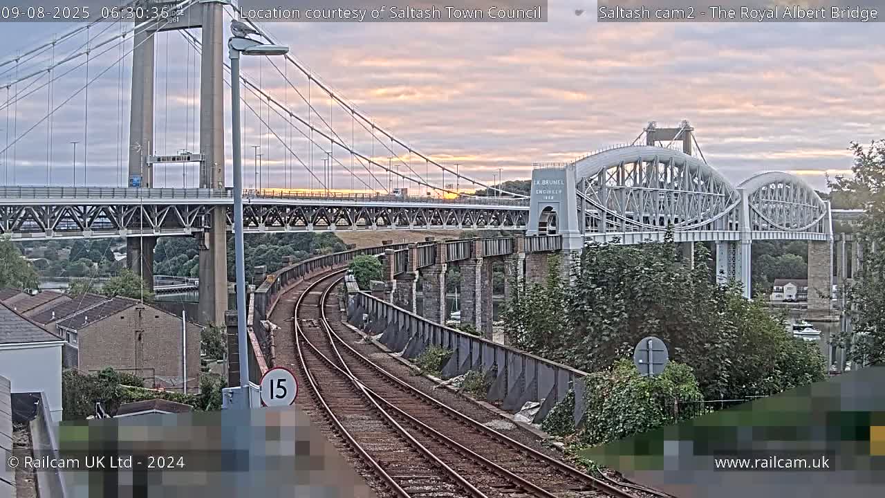 Saltash,  The Royal Albert Railway Bridge & Tamar Bridge / River Live Cam - Cornwall, South West, England, United Kingdom