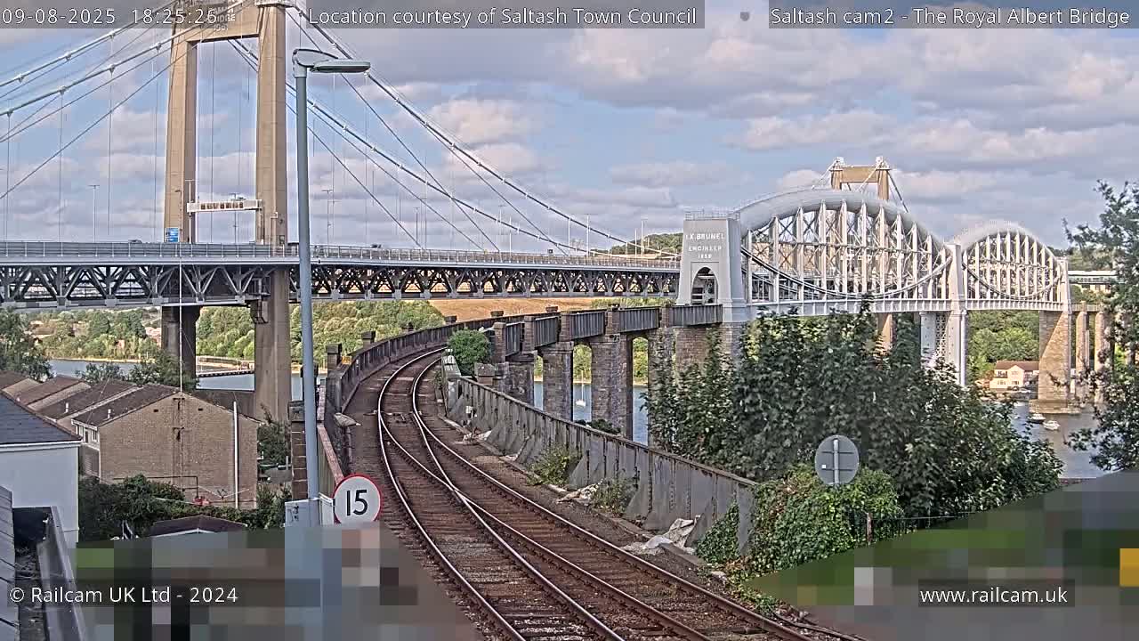 Saltash,  The Royal Albert Railway Bridge & Tamar Bridge / River Live Cam - Cornwall, South West, England, United Kingdom