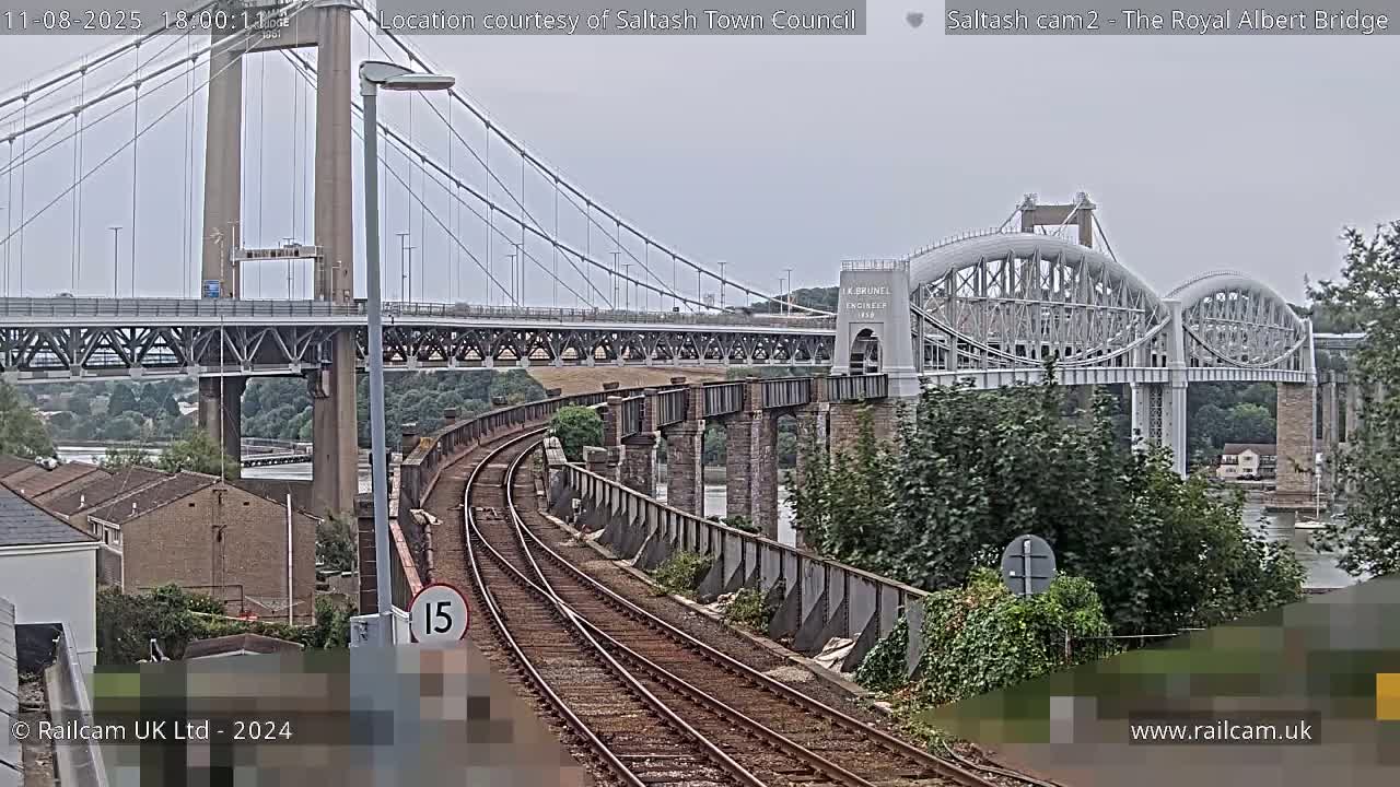 Saltash,  The Royal Albert Railway Bridge & Tamar Bridge / River Live Cam - Cornwall, South West, England, United Kingdom