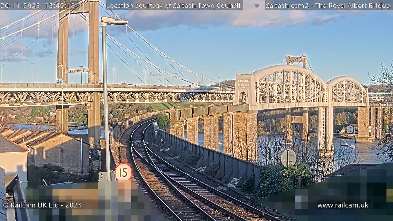Saltash,  The Royal Albert Railway Bridge & Tamar Bridge / River Live Cam - Cornwall, South West, England, United Kingdom