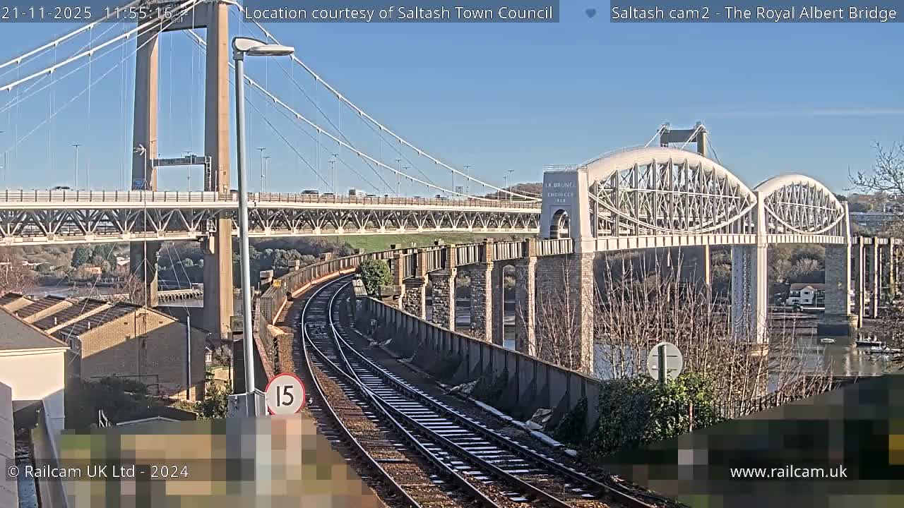 Saltash,  The Royal Albert Railway Bridge & Tamar Bridge / River Live Cam - Cornwall, South West, England, United Kingdom