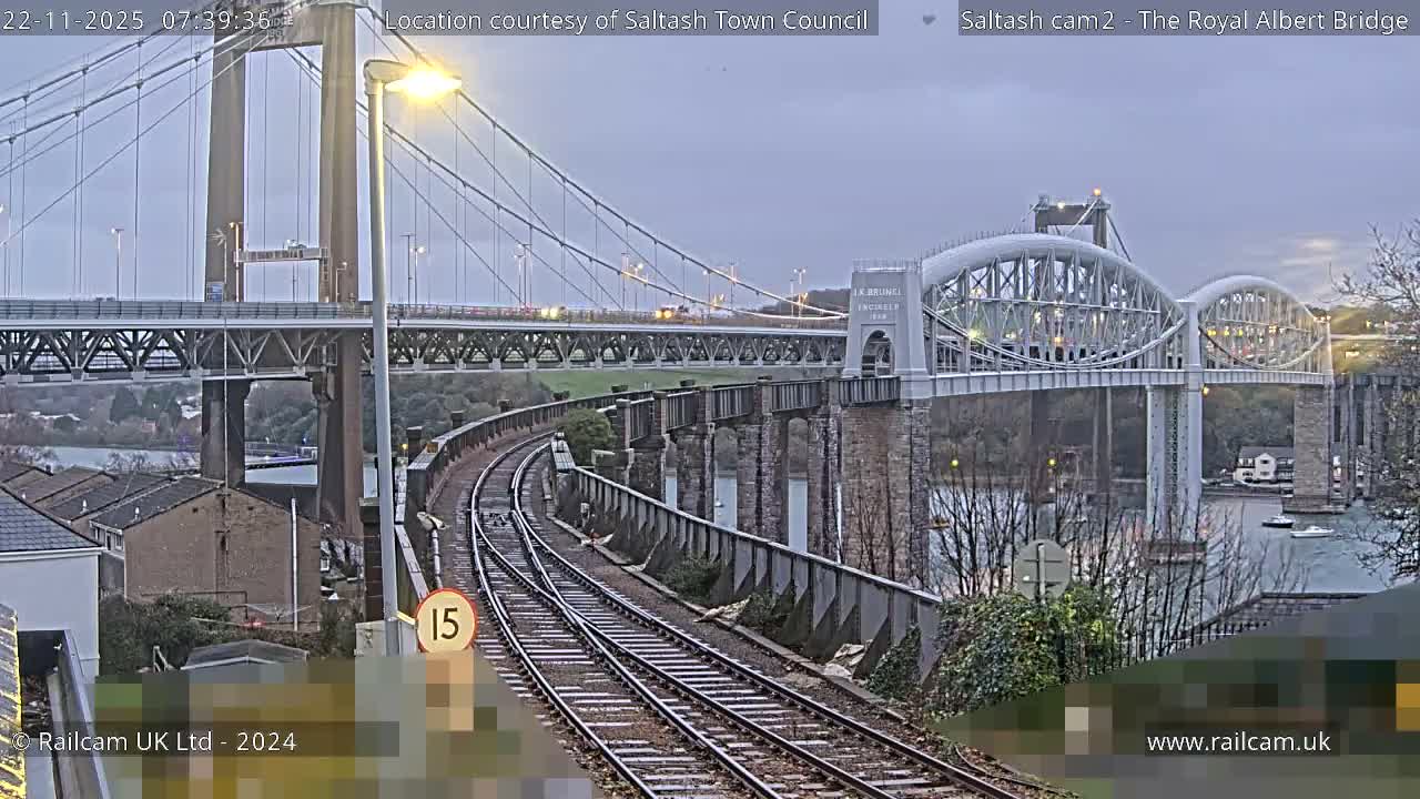 Saltash,  The Royal Albert Railway Bridge & Tamar Bridge / River Live Cam - Cornwall, South West, England, United Kingdom