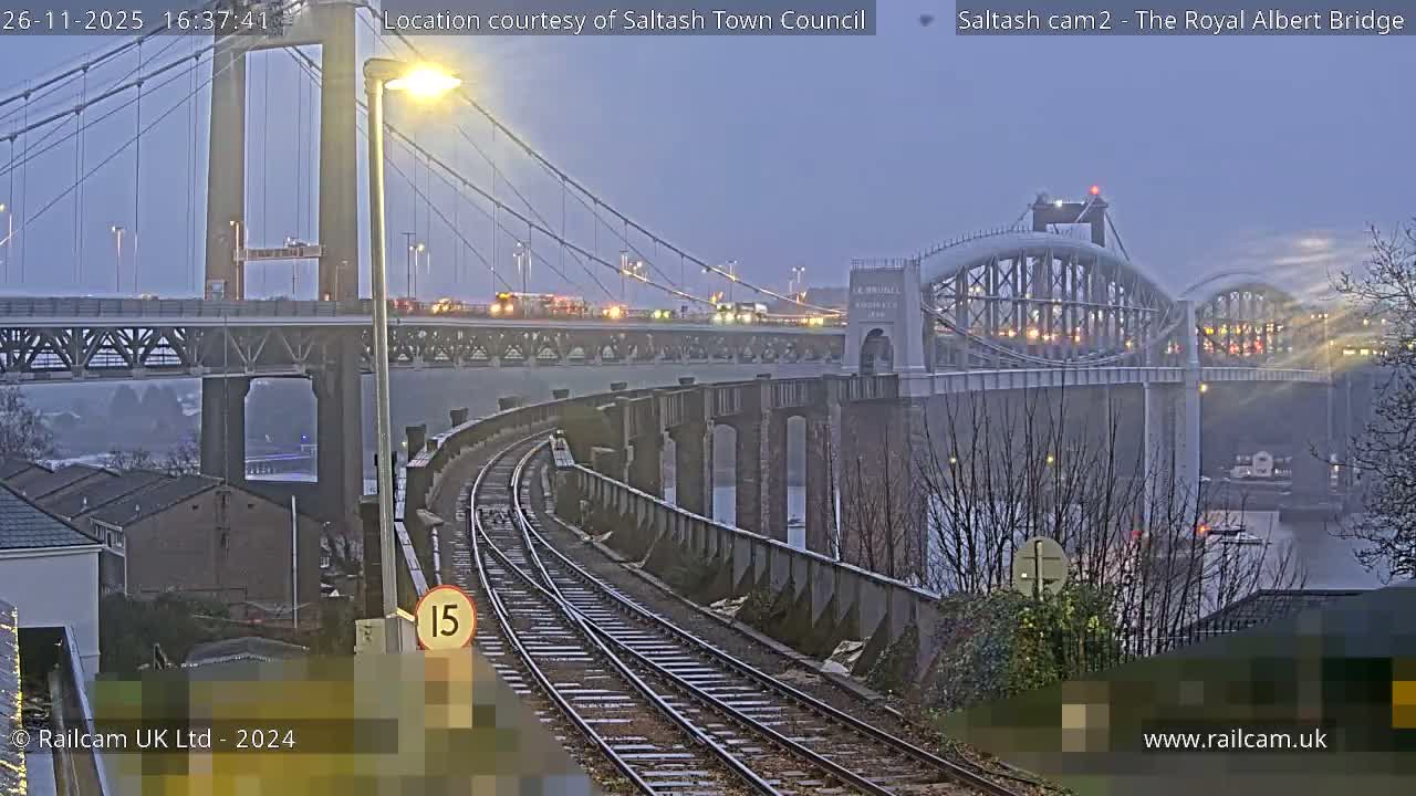 Saltash,  The Royal Albert Railway Bridge & Tamar Bridge / River Live Cam - Cornwall, South West, England, United Kingdom