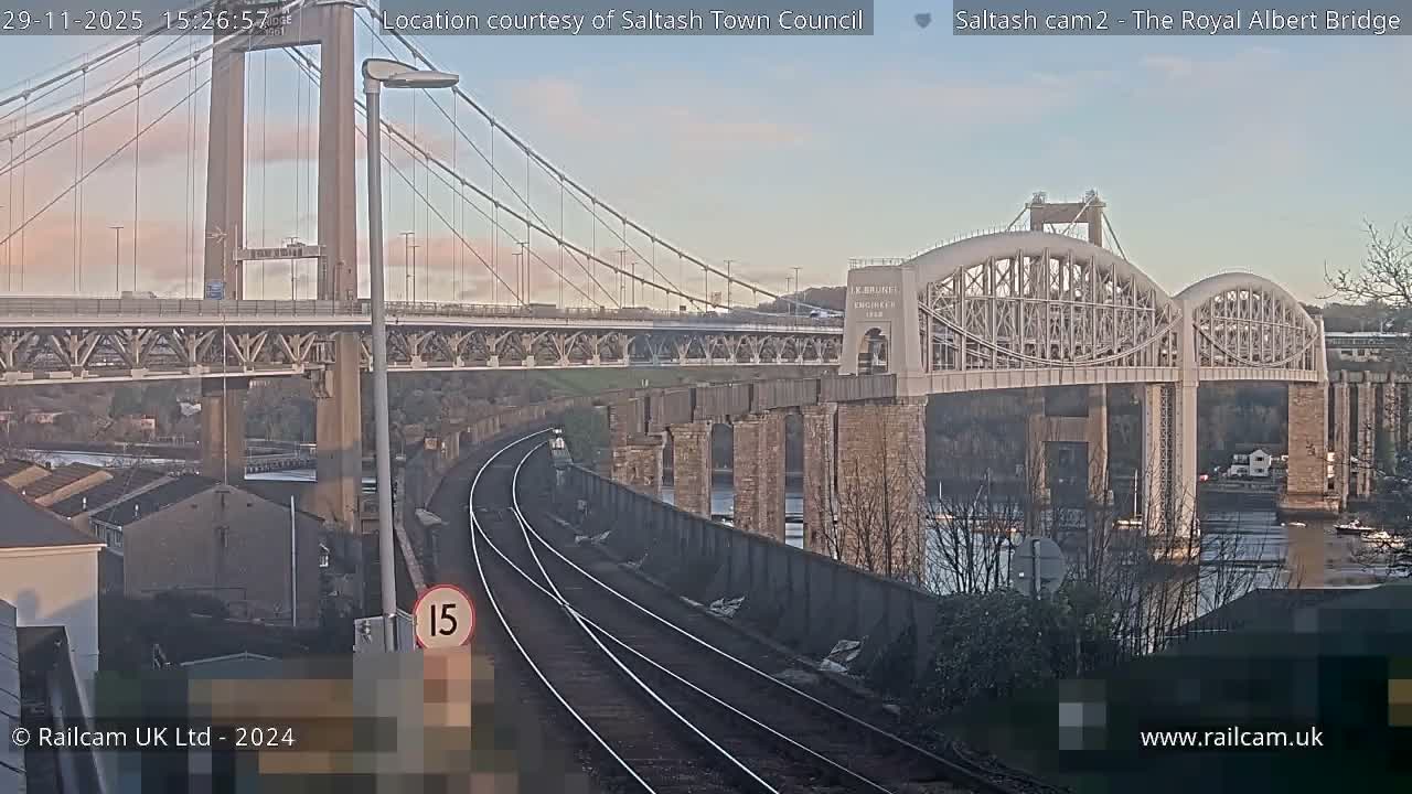 Saltash,  The Royal Albert Railway Bridge & Tamar Bridge / River Live Cam - Cornwall, South West, England, United Kingdom