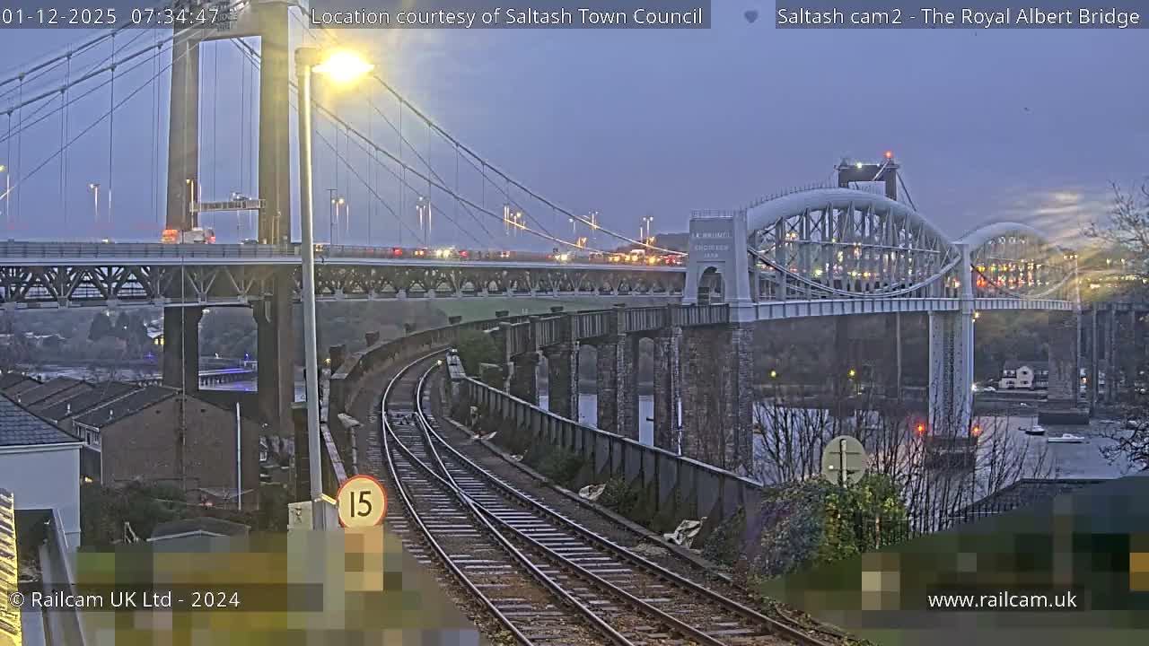 Saltash,  The Royal Albert Railway Bridge & Tamar Bridge / River Live Cam - Cornwall, South West, England, United Kingdom