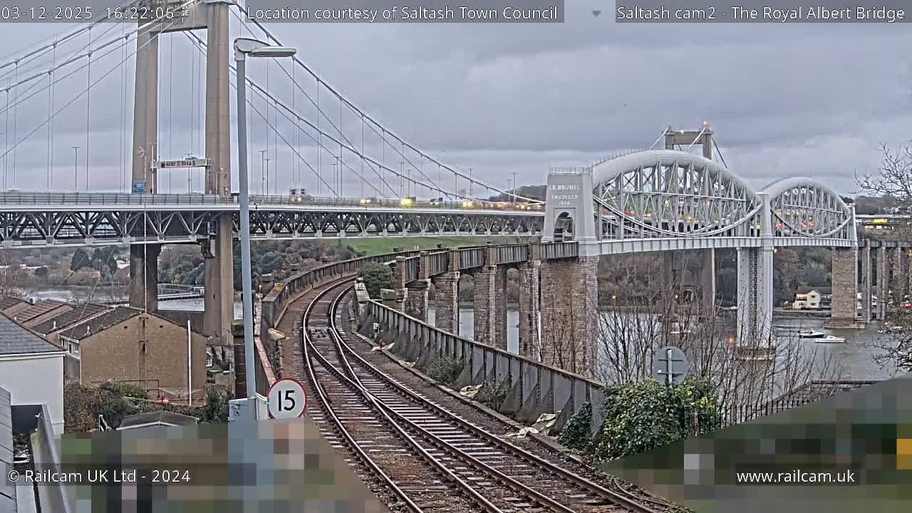 Saltash,  The Royal Albert Railway Bridge & Tamar Bridge / River Live Cam - Cornwall, South West, England, United Kingdom