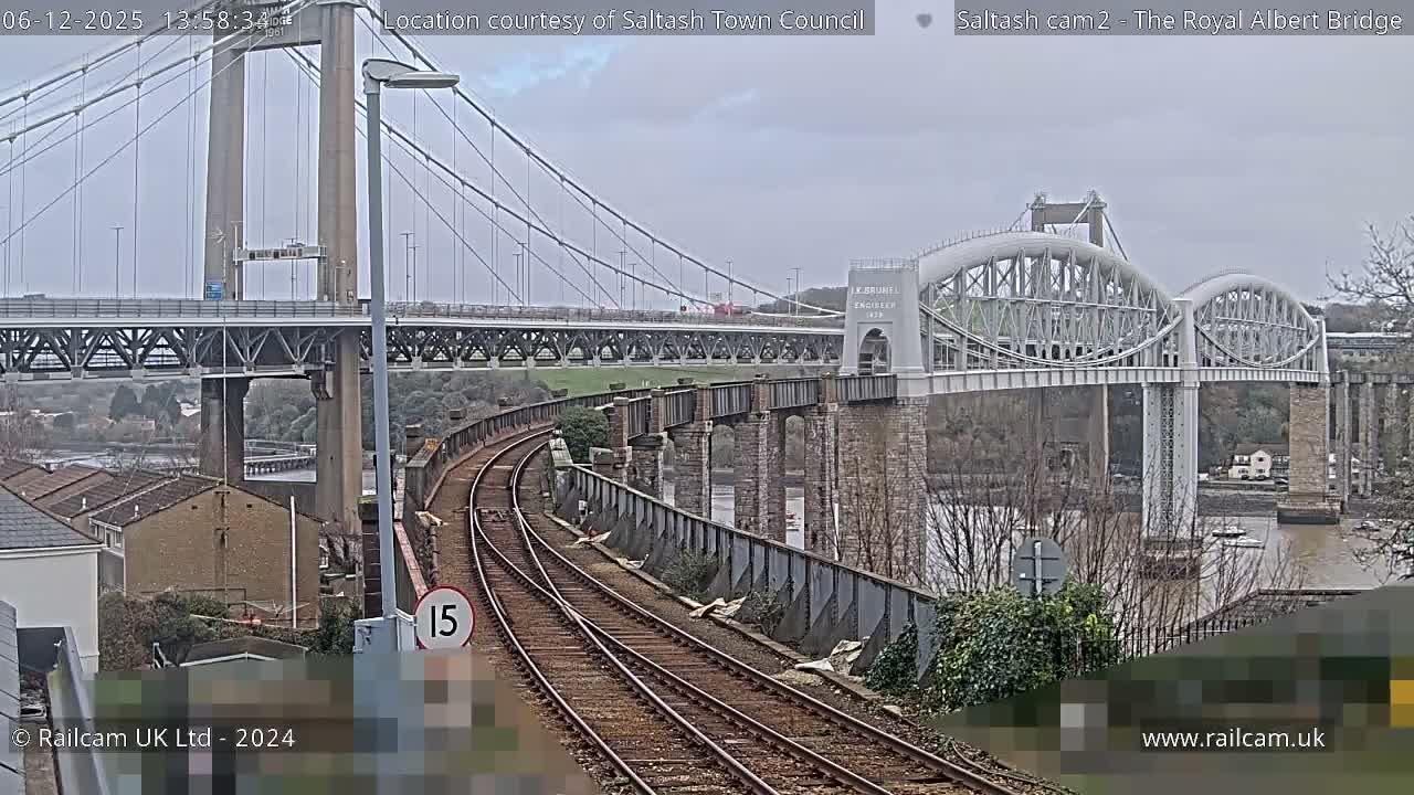 Saltash,  The Royal Albert Railway Bridge & Tamar Bridge / River Live Cam - Cornwall, South West, England, United Kingdom
