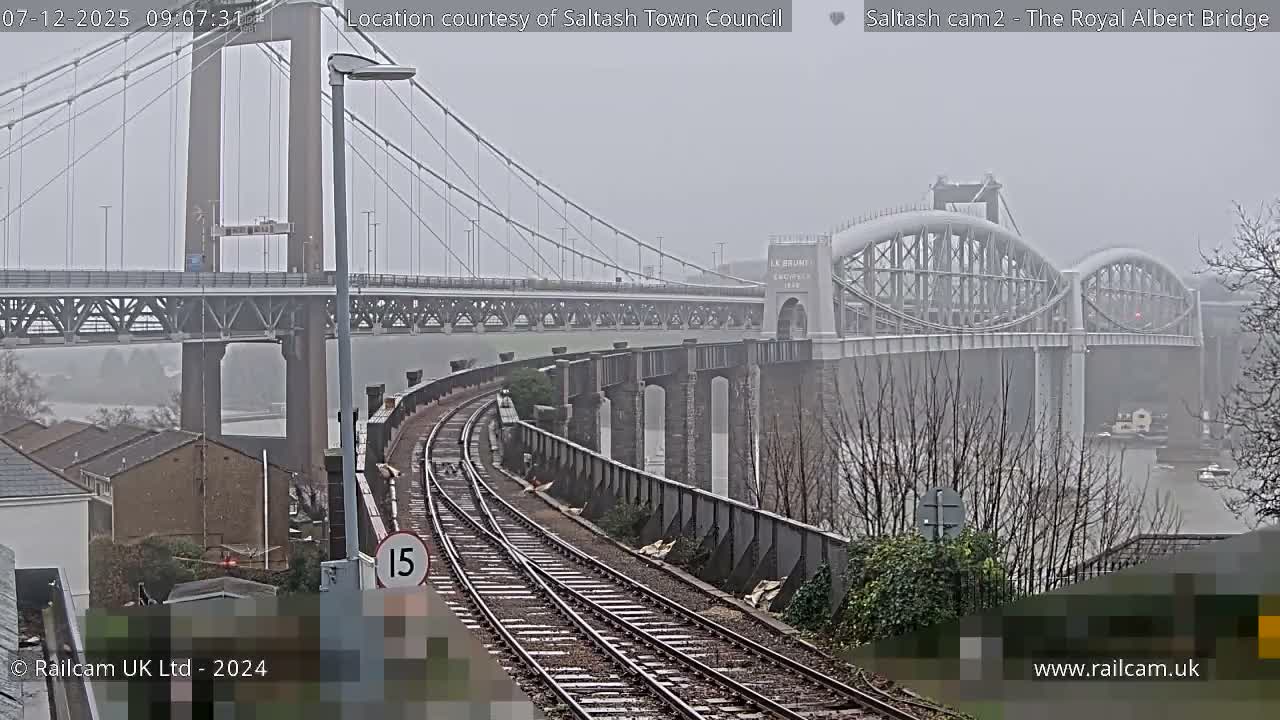 Saltash,  The Royal Albert Railway Bridge & Tamar Bridge / River Live Cam - Cornwall, South West, England, United Kingdom