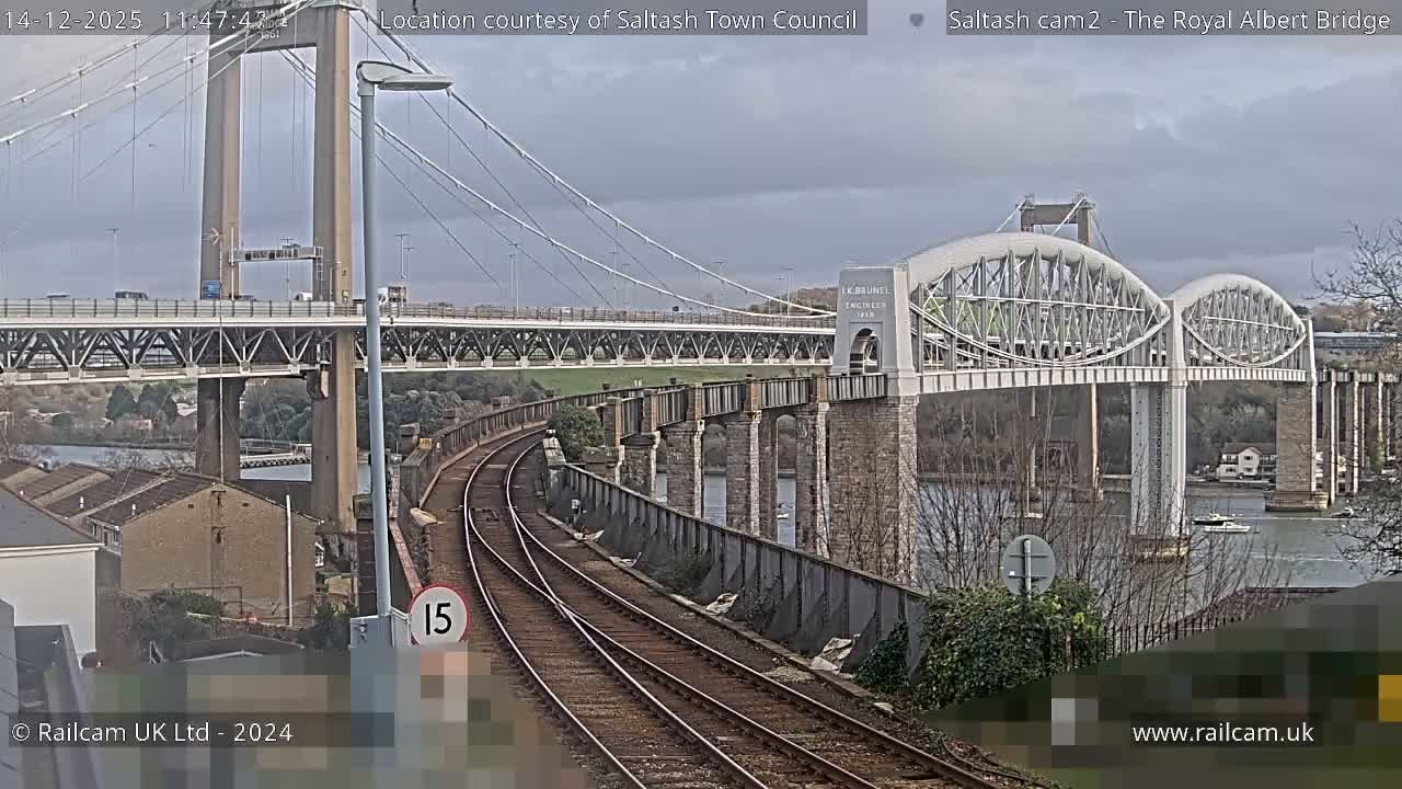 Saltash,  The Royal Albert Railway Bridge & Tamar Bridge / River Live Cam - Cornwall, South West, England, United Kingdom