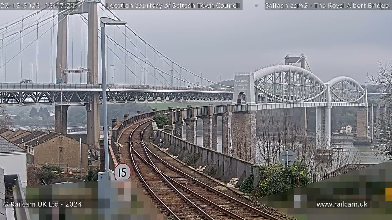 Saltash,  The Royal Albert Railway Bridge & Tamar Bridge / River Live Cam - Cornwall, South West, England, United Kingdom