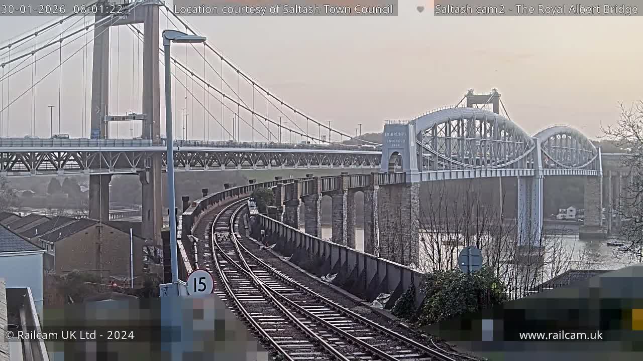 Saltash,  The Royal Albert Railway Bridge & Tamar Bridge / River Live Cam - Cornwall, South West, England, United Kingdom