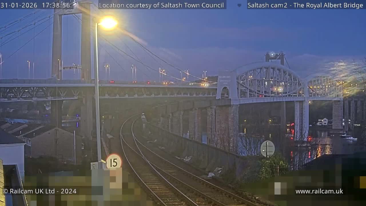 Saltash,  The Royal Albert Railway Bridge & Tamar Bridge / River Live Cam - Cornwall, South West, England, United Kingdom