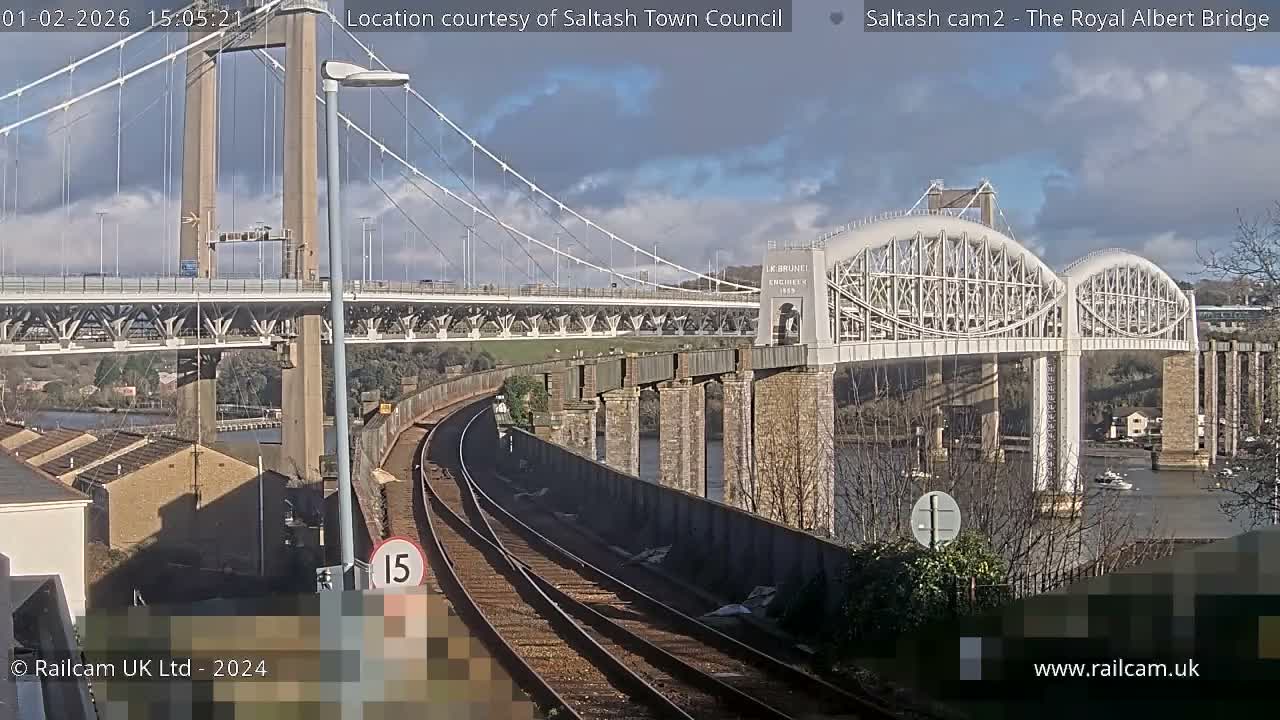 Saltash,  The Royal Albert Railway Bridge & Tamar Bridge / River Live Cam - Cornwall, South West, England, United Kingdom
