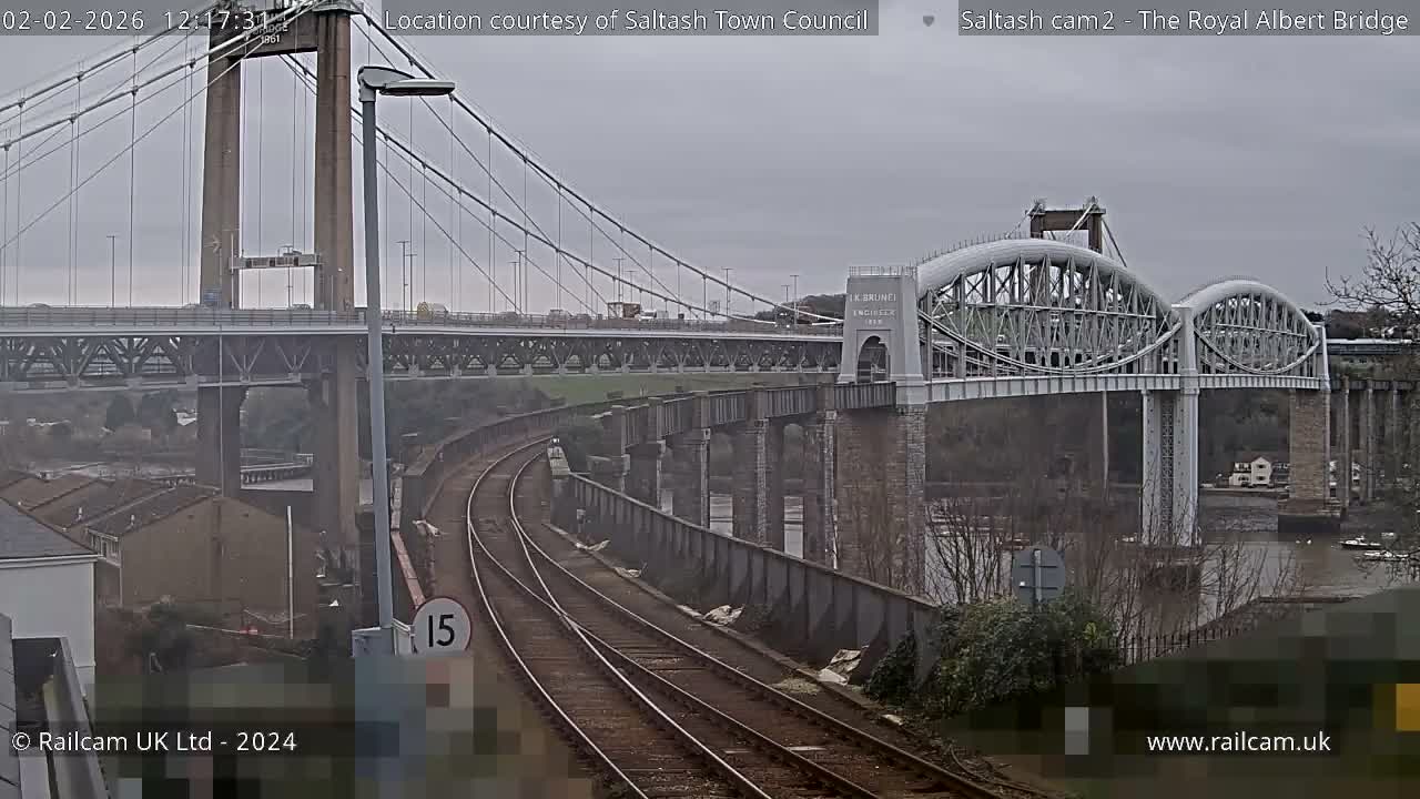 Saltash,  The Royal Albert Railway Bridge & Tamar Bridge / River Live Cam - Cornwall, South West, England, United Kingdom