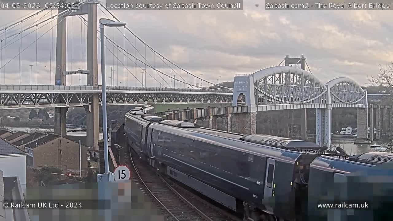 Saltash,  The Royal Albert Railway Bridge & Tamar Bridge / River Live Cam - Cornwall, South West, England, United Kingdom