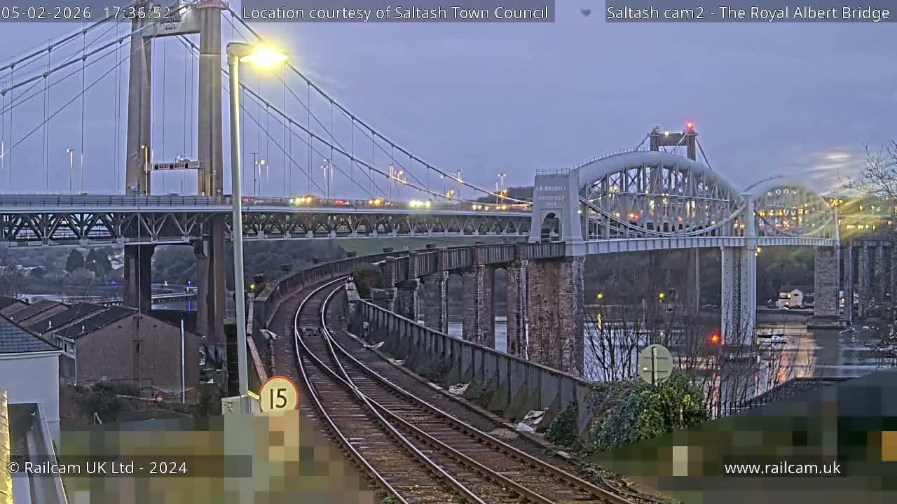 Saltash,  The Royal Albert Railway Bridge & Tamar Bridge / River Live Cam - Cornwall, South West, England, United Kingdom