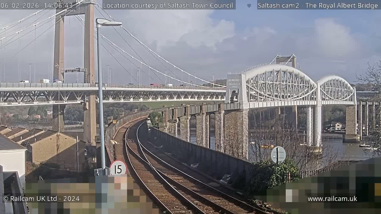 Saltash,  The Royal Albert Railway Bridge & Tamar Bridge / River Live Cam - Cornwall, South West, England, United Kingdom