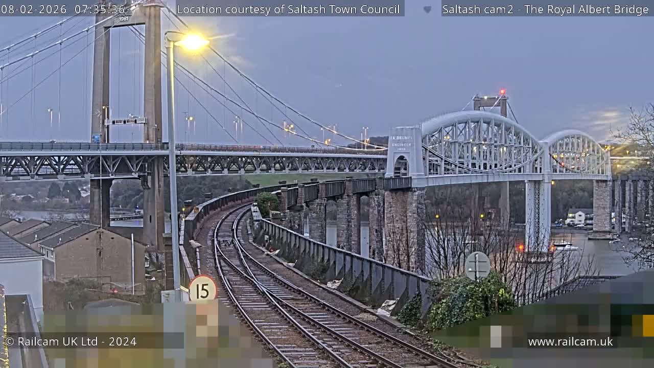 Saltash,  The Royal Albert Railway Bridge & Tamar Bridge / River Live Cam - Cornwall, South West, England, United Kingdom