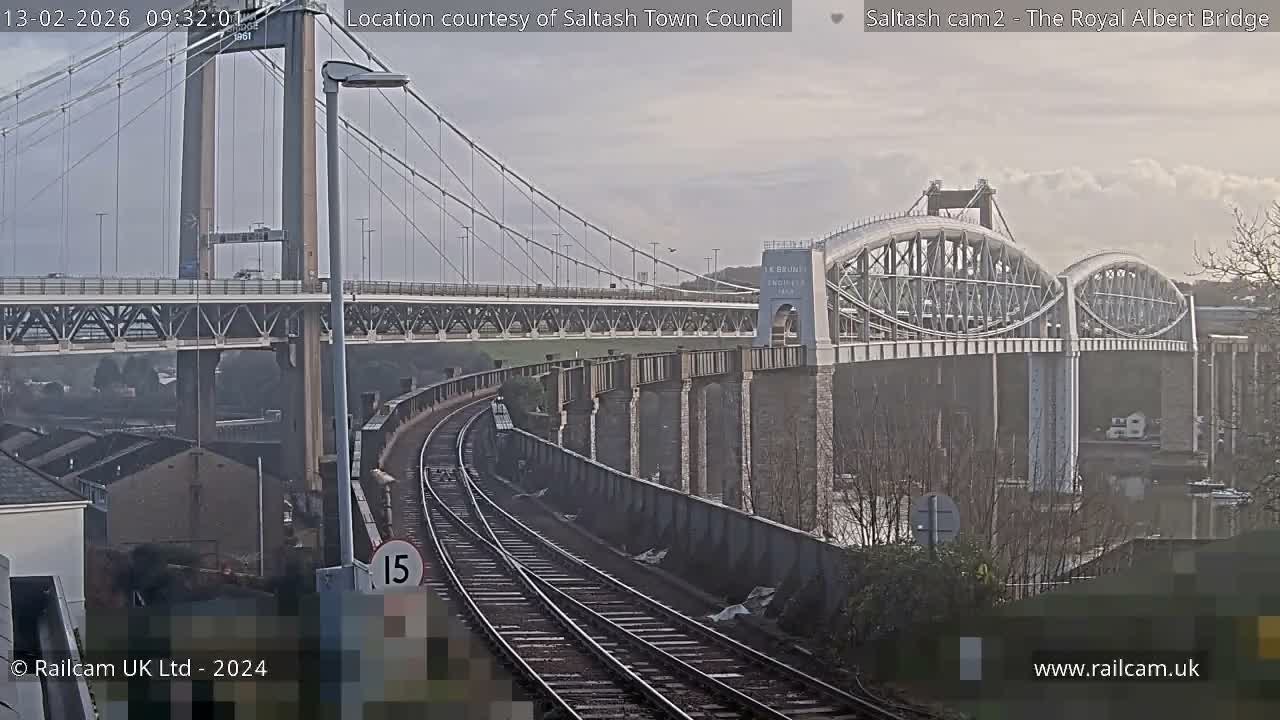 Saltash,  The Royal Albert Railway Bridge & Tamar Bridge / River Live Cam - Cornwall, South West, England, United Kingdom