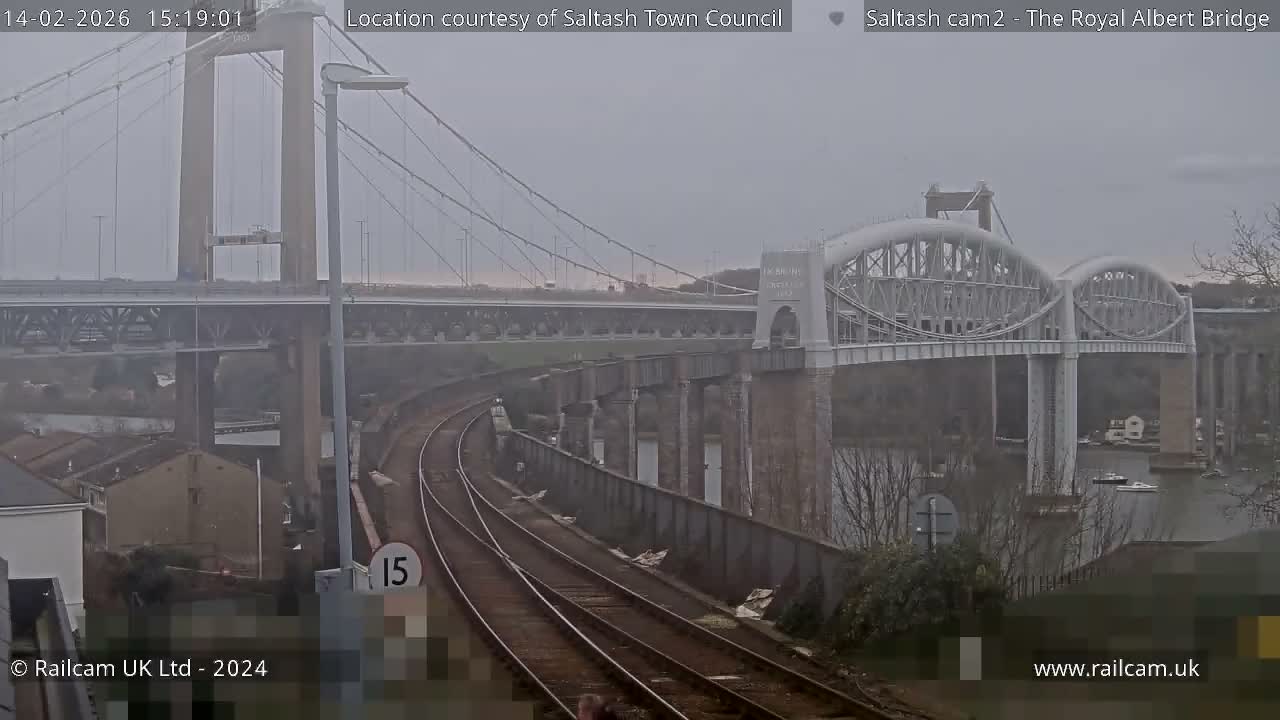 Saltash,  The Royal Albert Railway Bridge & Tamar Bridge / River Live Cam - Cornwall, South West, England, United Kingdom