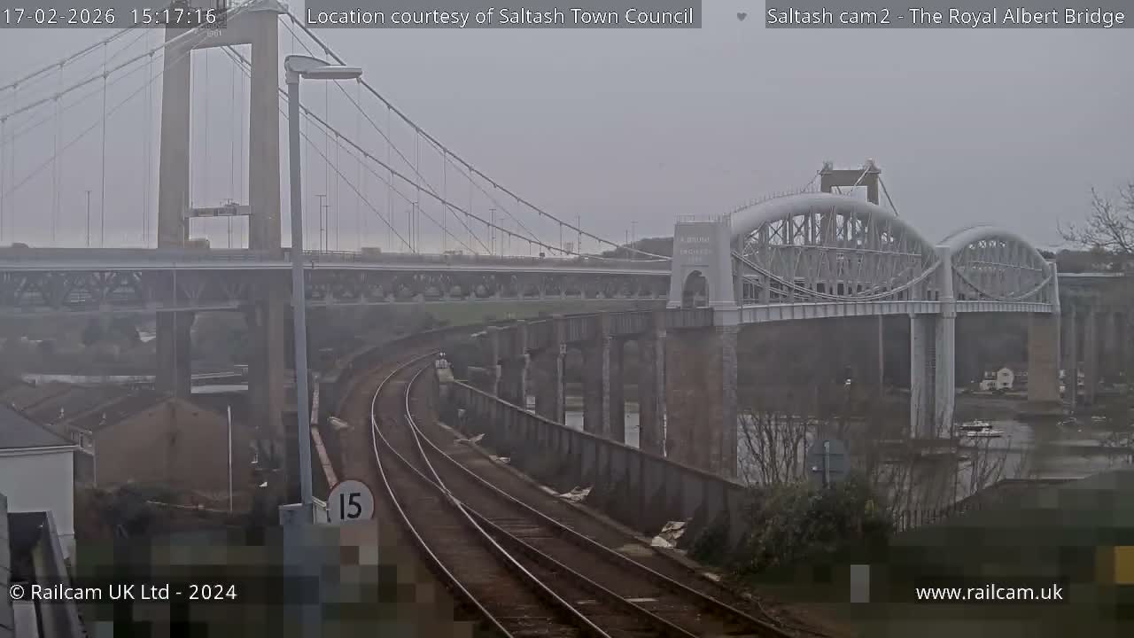Saltash,  The Royal Albert Railway Bridge & Tamar Bridge / River Live Cam - Cornwall, South West, England, United Kingdom