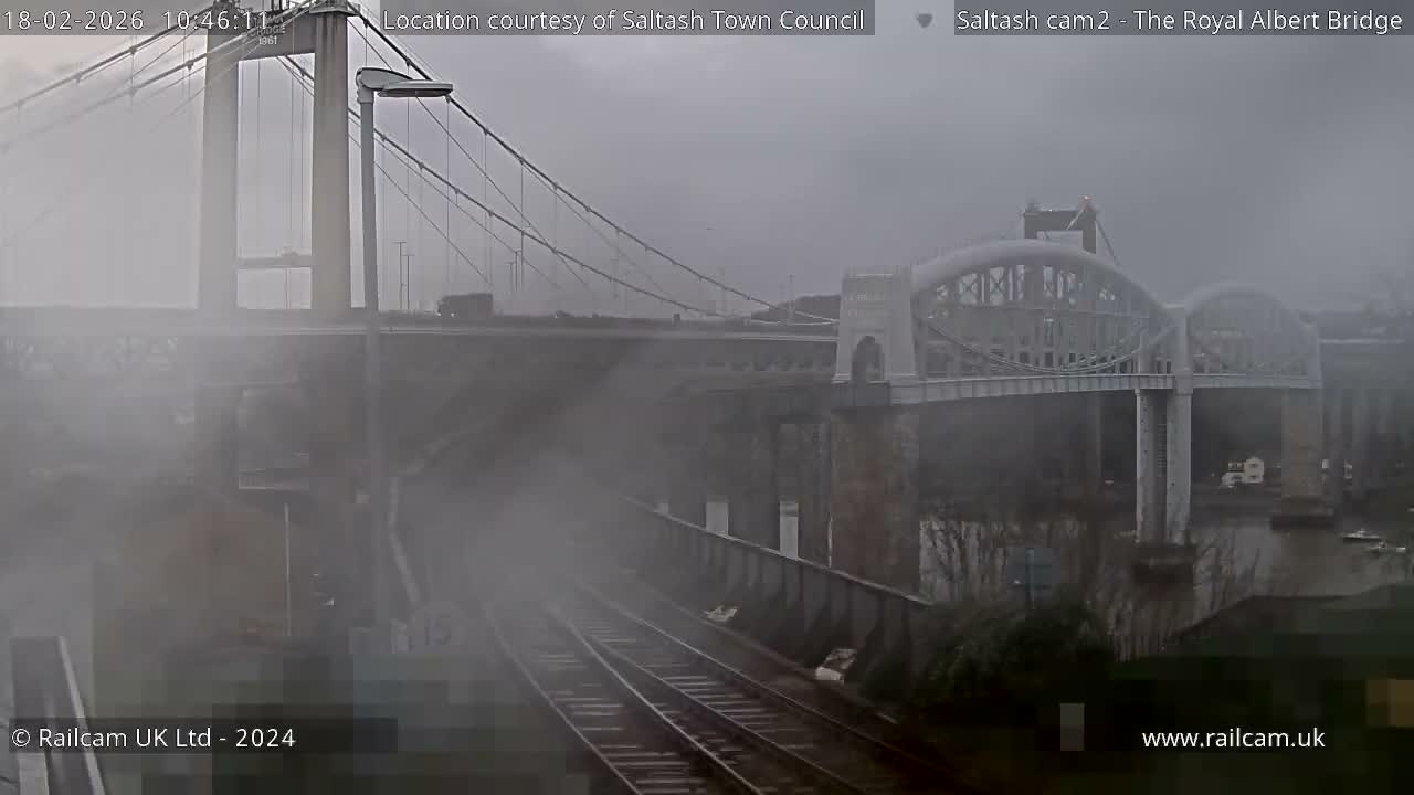 Saltash,  The Royal Albert Railway Bridge & Tamar Bridge / River Live Cam - Cornwall, South West, England, United Kingdom