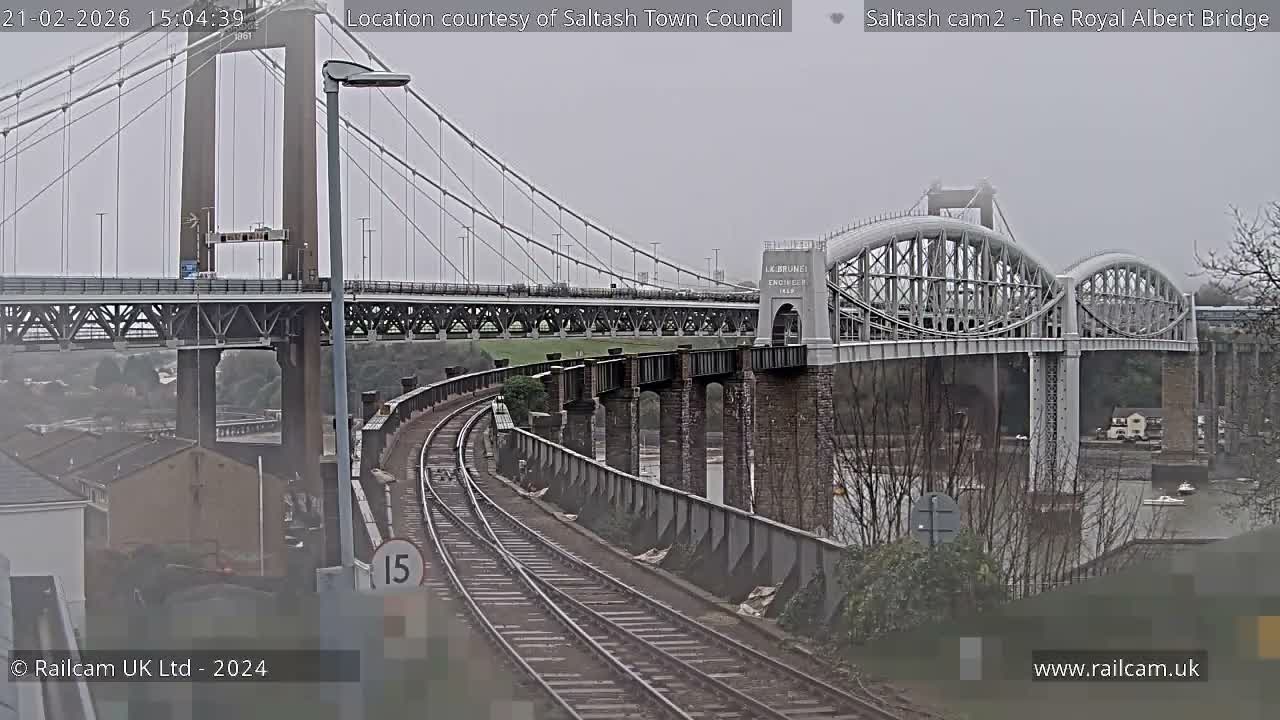 Saltash,  The Royal Albert Railway Bridge & Tamar Bridge / River Live Cam - Cornwall, South West, England, United Kingdom