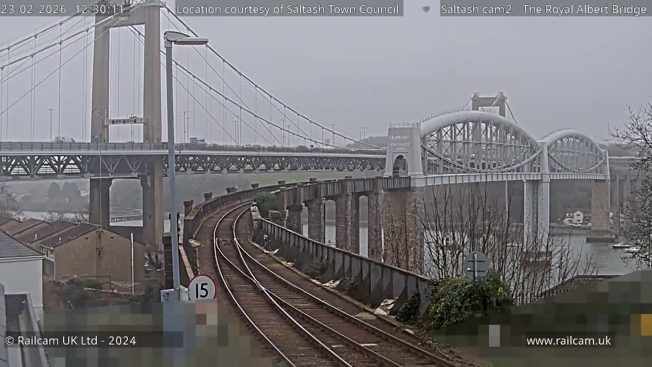 Saltash,  The Royal Albert Railway Bridge & Tamar Bridge / River Live Cam - Cornwall, South West, England, United Kingdom