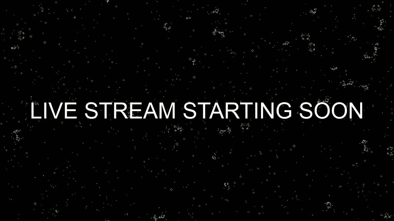 A black background speckled with small white lights displays the text "LIVE STREAM STARTING SOON" in white sans-serif font.